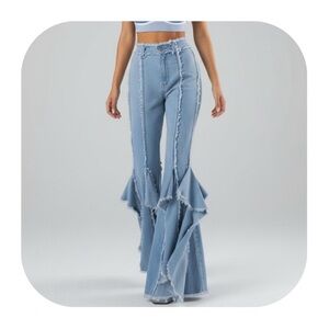 Finesse XS Reagan blue frayed flare jeans
